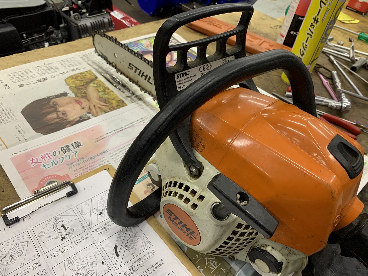 STIHL MS211C-BE オイルポンプ交換完了 ｜修理ブログ｜プラウ PLOW